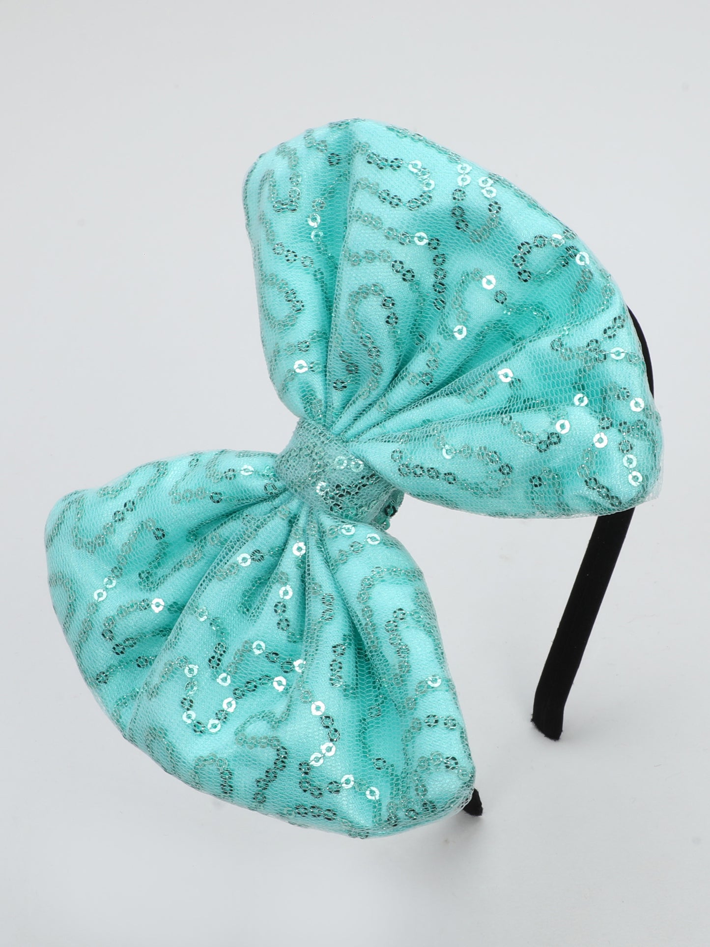 Sequins Bow Bracelet & Hairband Set -Aqua