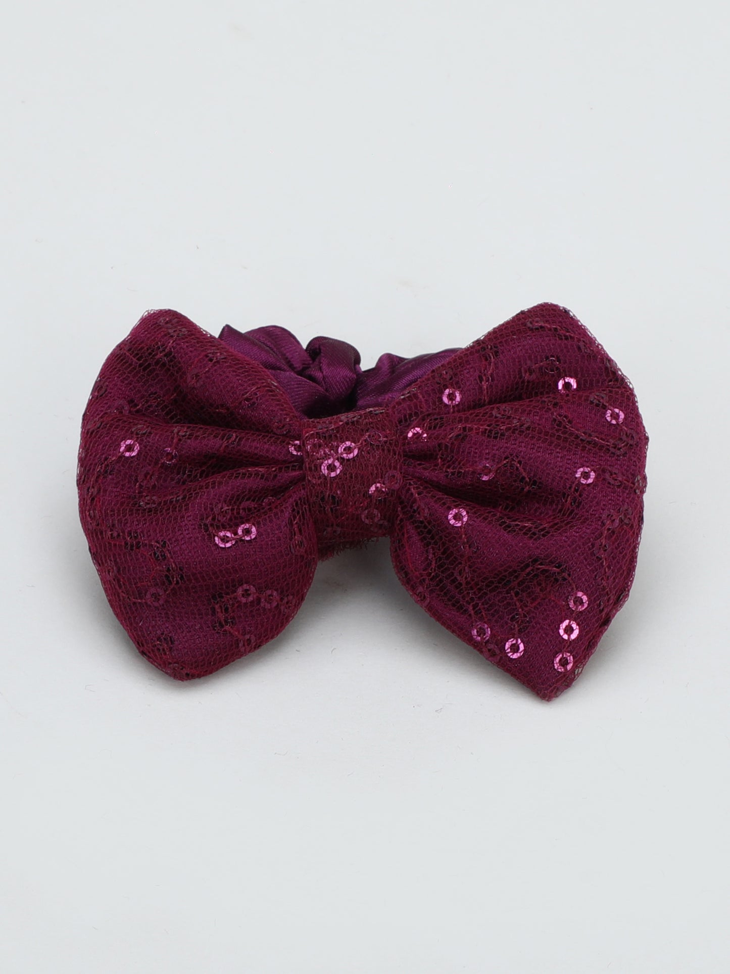 Sequins Bow Bracelet & Hairband Set -Burgundy