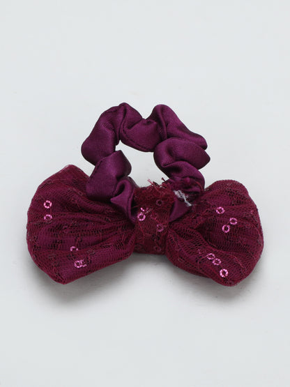 Sequins Bow Bracelet & Hairband Set -Burgundy