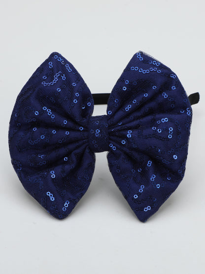 Sequins Bow Bracelet & Hairband Set -Navy Blue