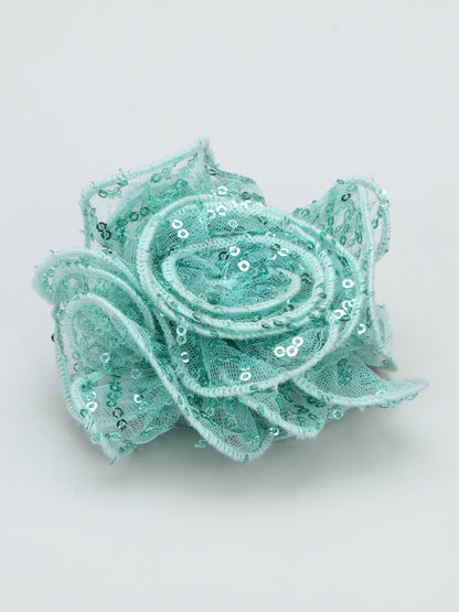 Sequins Flower Bracelet & Hairband Set-Aqua