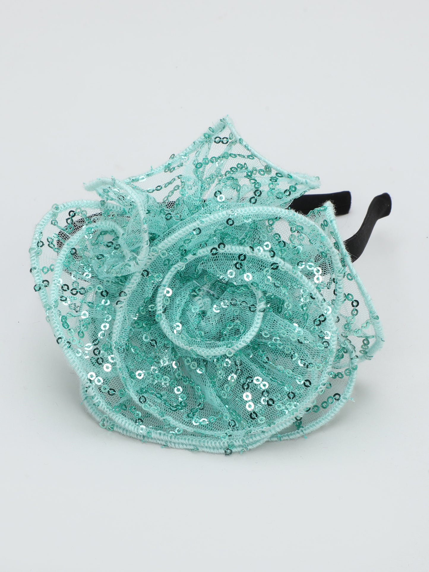 Sequins Flower Bracelet & Hairband Set-Aqua