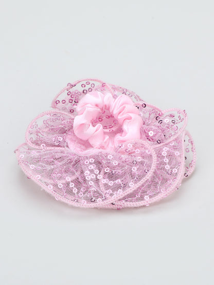 Sequins Flower Bracelet & Hairband Set-Pink