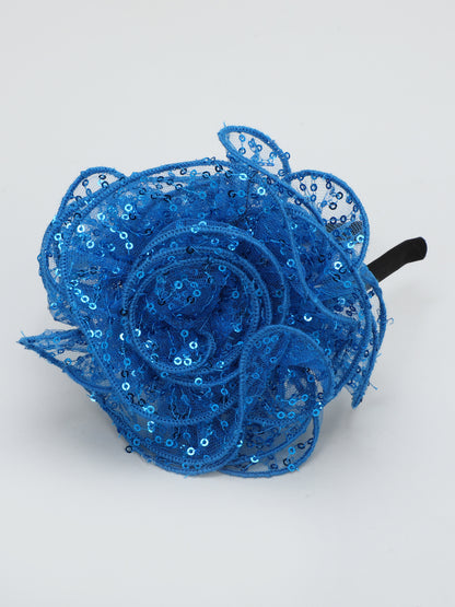 Sequins Flower Bracelet & Hairband Set-Blue