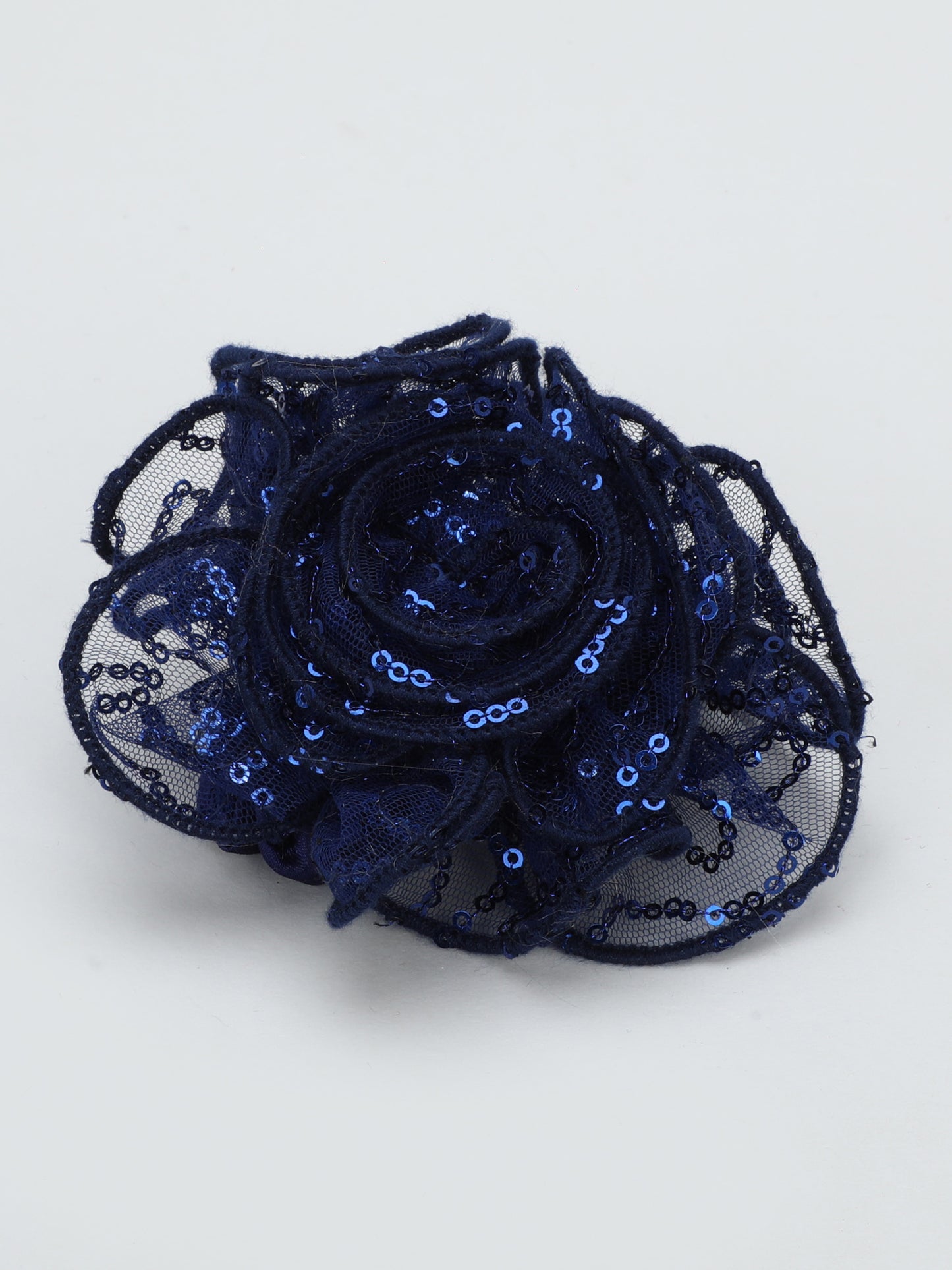 Sequins Flower Bracelet & Hairband Set-Navy Blue