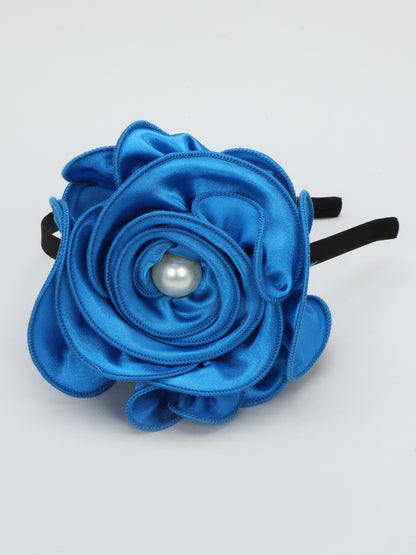 Satin Flower Bracelet & Hairband Set-Blue