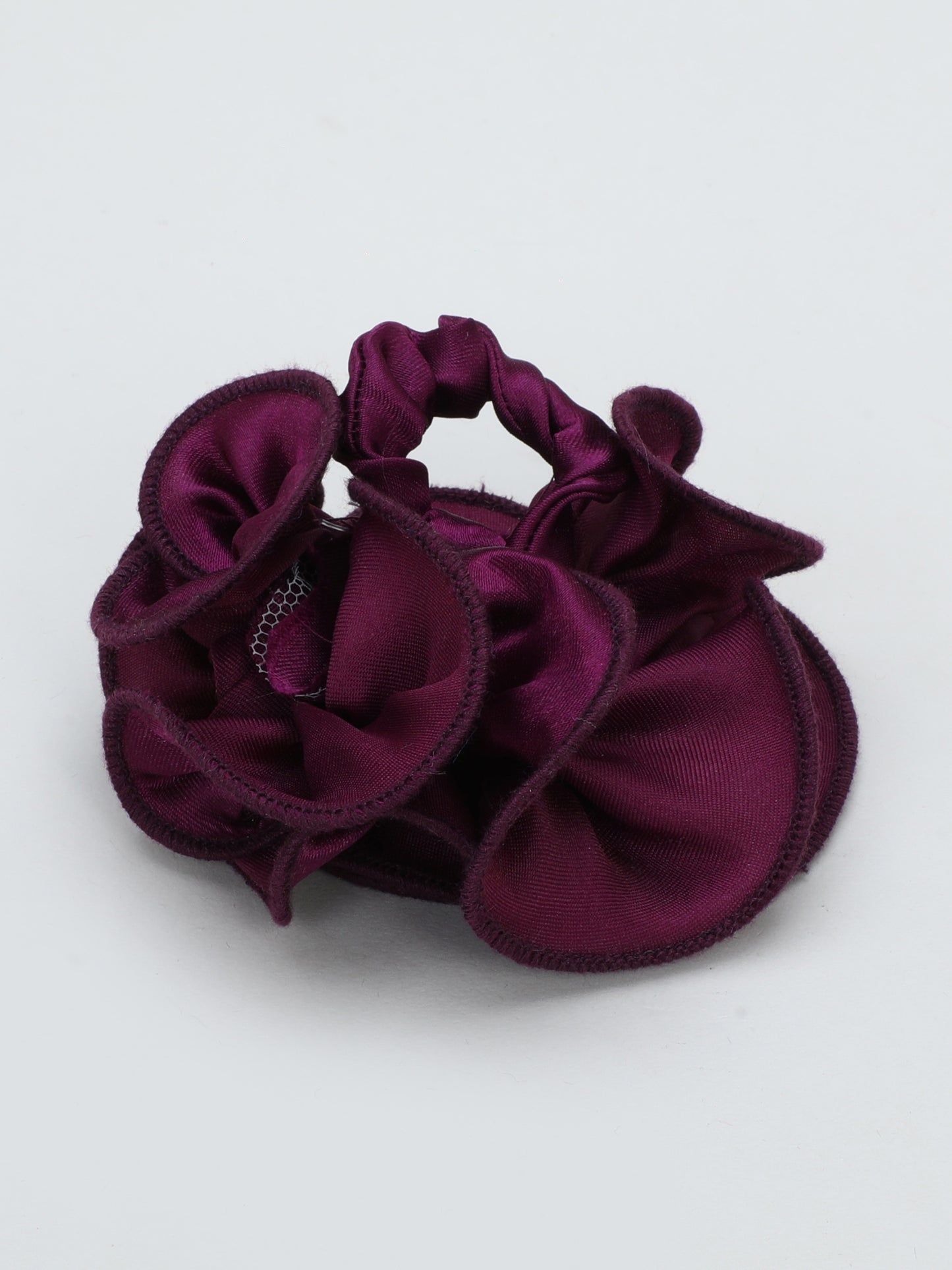 Satin Flower Bracelet & Hairband Set- Burgundy