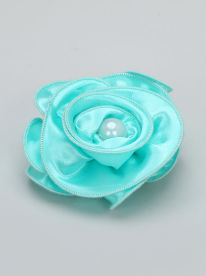 Satin Flower Bracelet & Hairband Set- Aqua