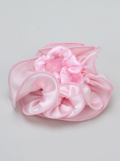 Satin Flower Bracelet & Hairband Set- Pink