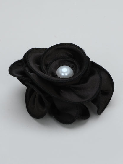 Satin Flower Bracelet & Hairband Set- Black