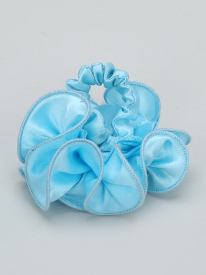 Satin Flower Bracelet & Hairband Set- Blue