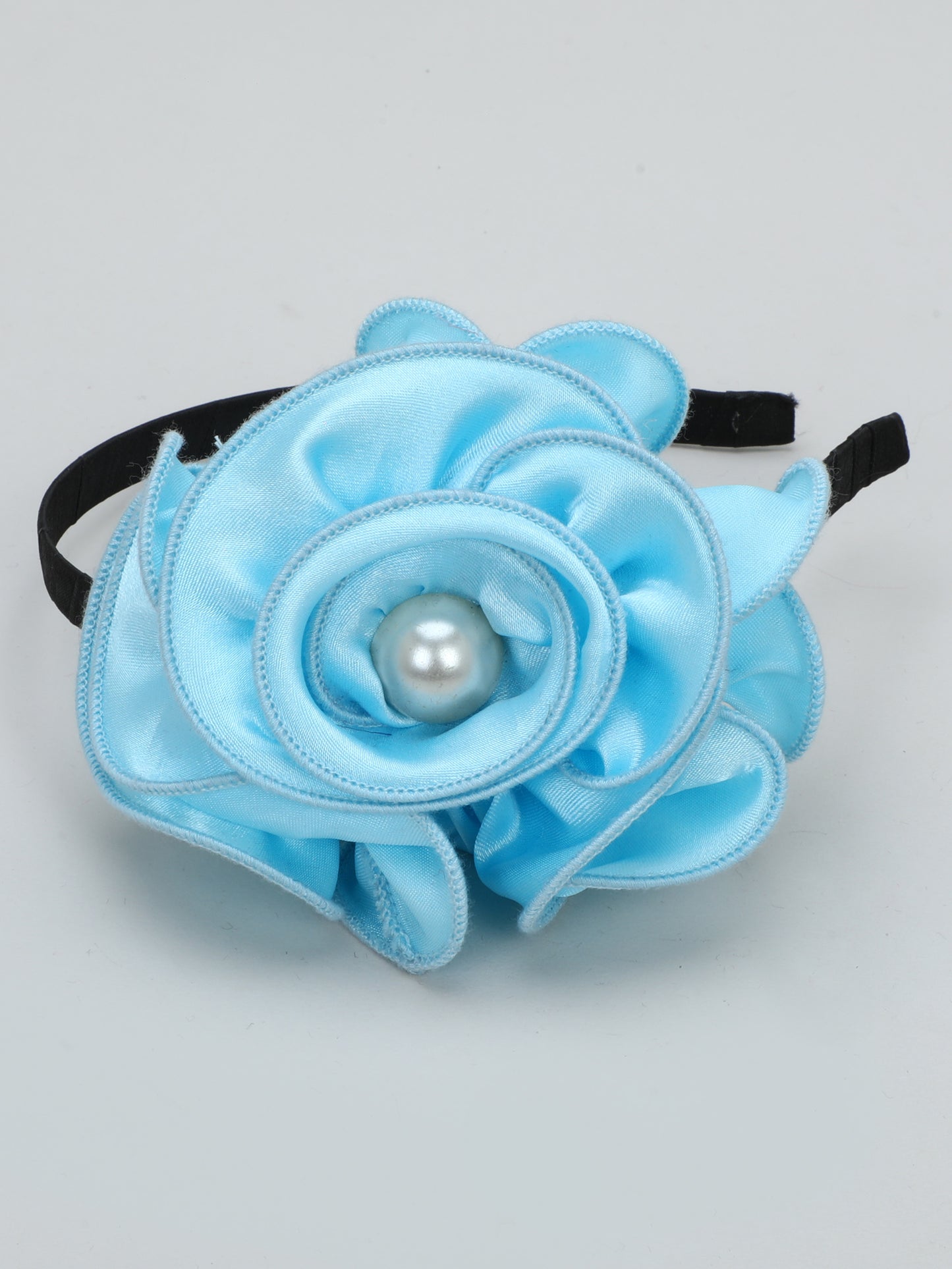 Satin Flower Bracelet & Hairband Set- Blue