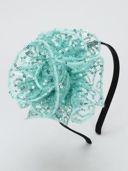 Sequins Flower Bracelet & Hairband Set-Aqua