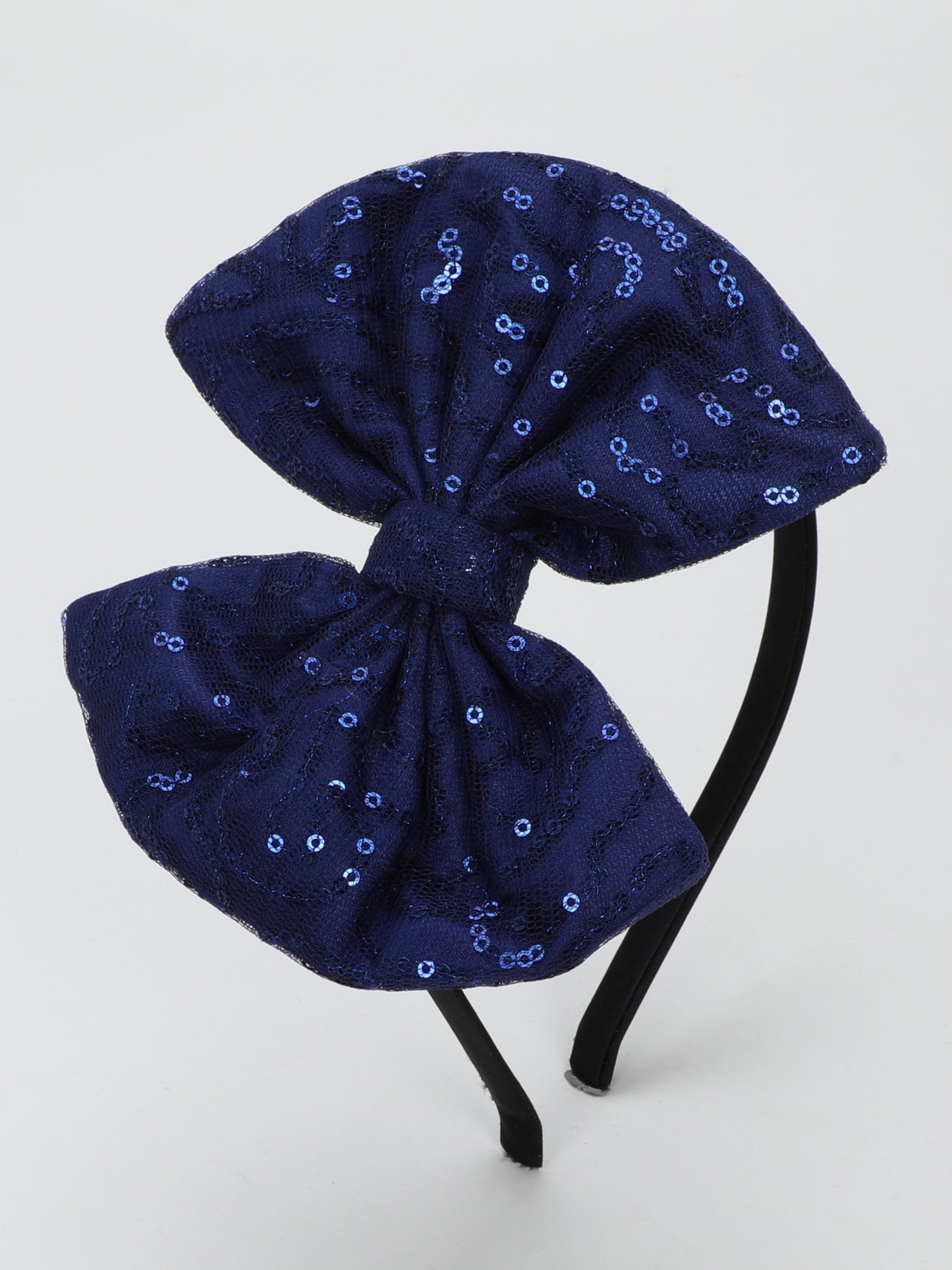 Sequins Bow Bracelet & Hairband Set -Navy Blue