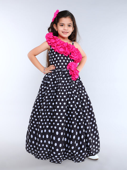 Polkadot Ruffle Gown with Matching Clip