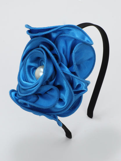 Satin Flower Bracelet & Hairband Set-Blue