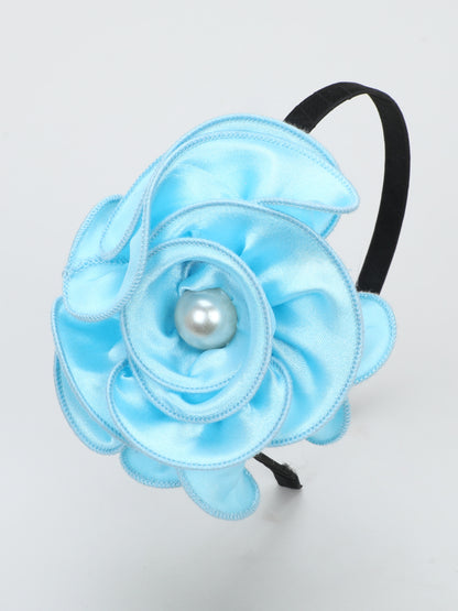 Satin Flower Bracelet & Hairband Set- Blue