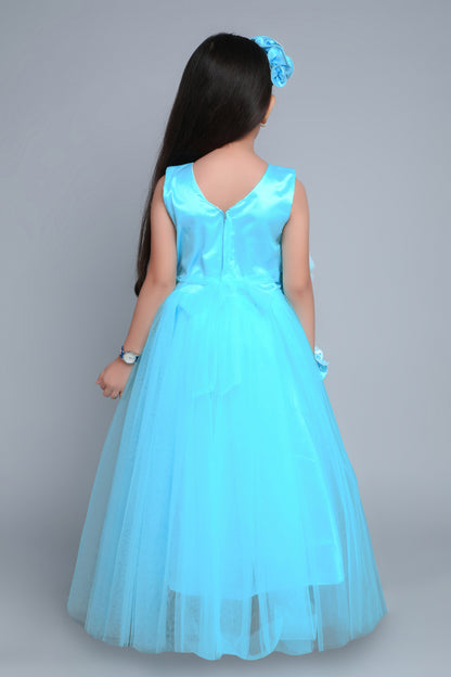 PinkChick Pleats N Ruffle Gown -Blue