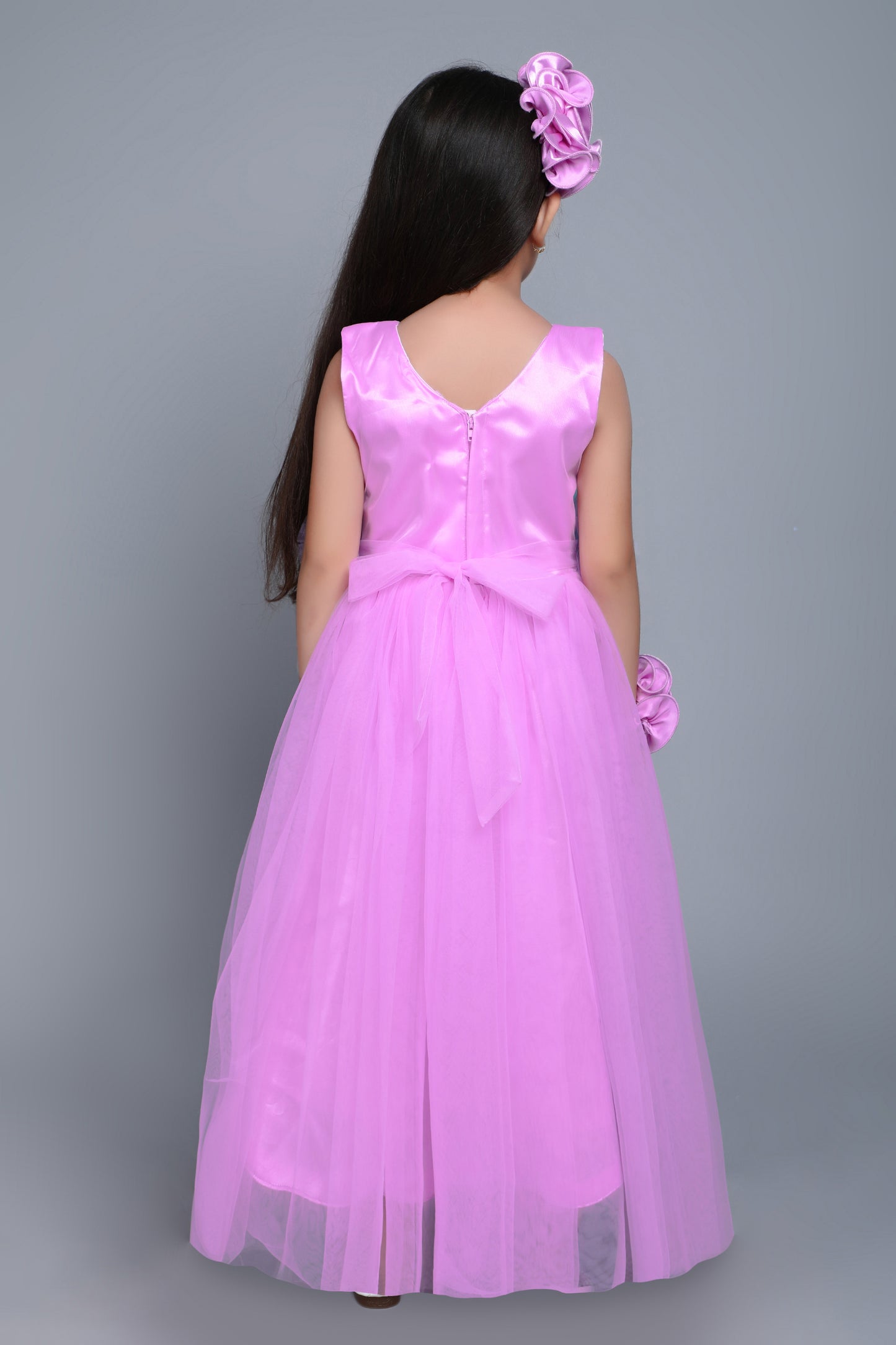 PinkChick Pleats N Ruffle Gown -Lavender