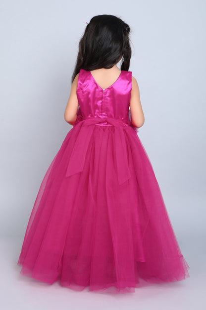 PinkChick Pleats N Ruffle Gown --Pink