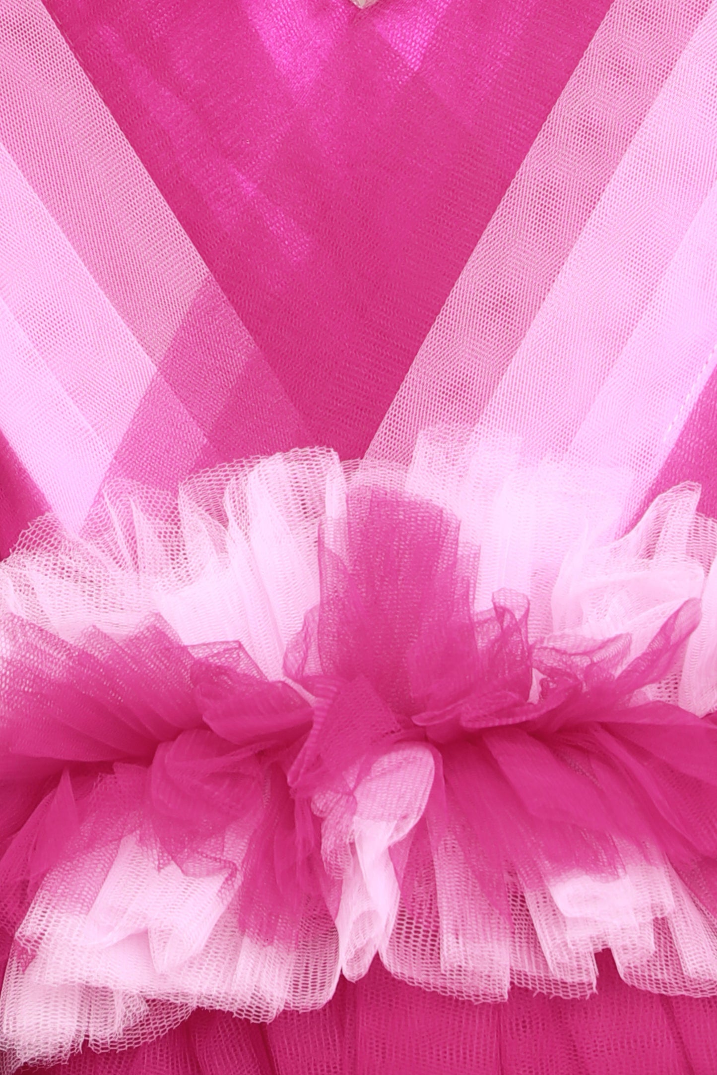 PinkChick Pleats N Ruffle Gown --Pink