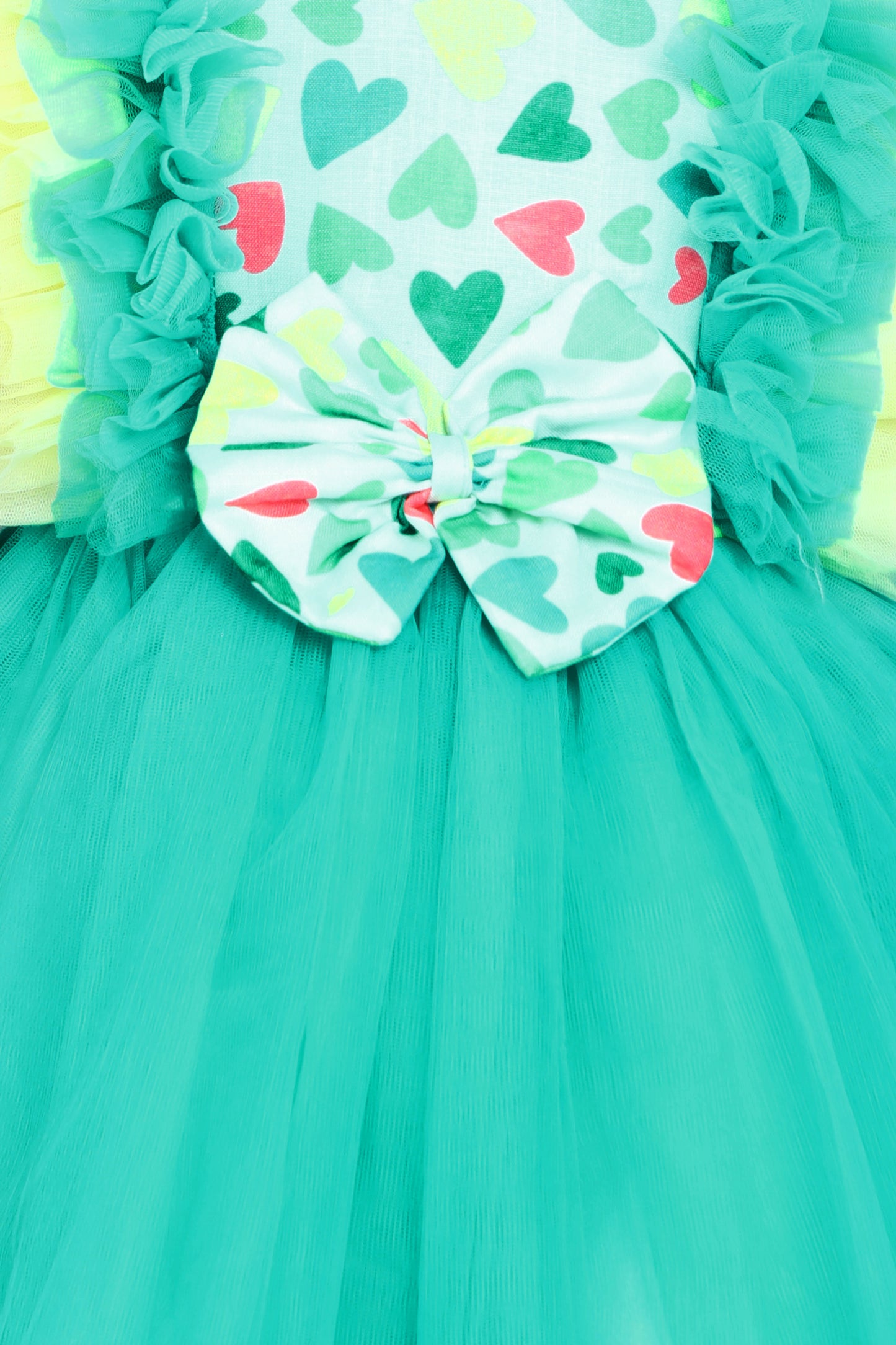 Heart and Ruffle Party Dress -Teal