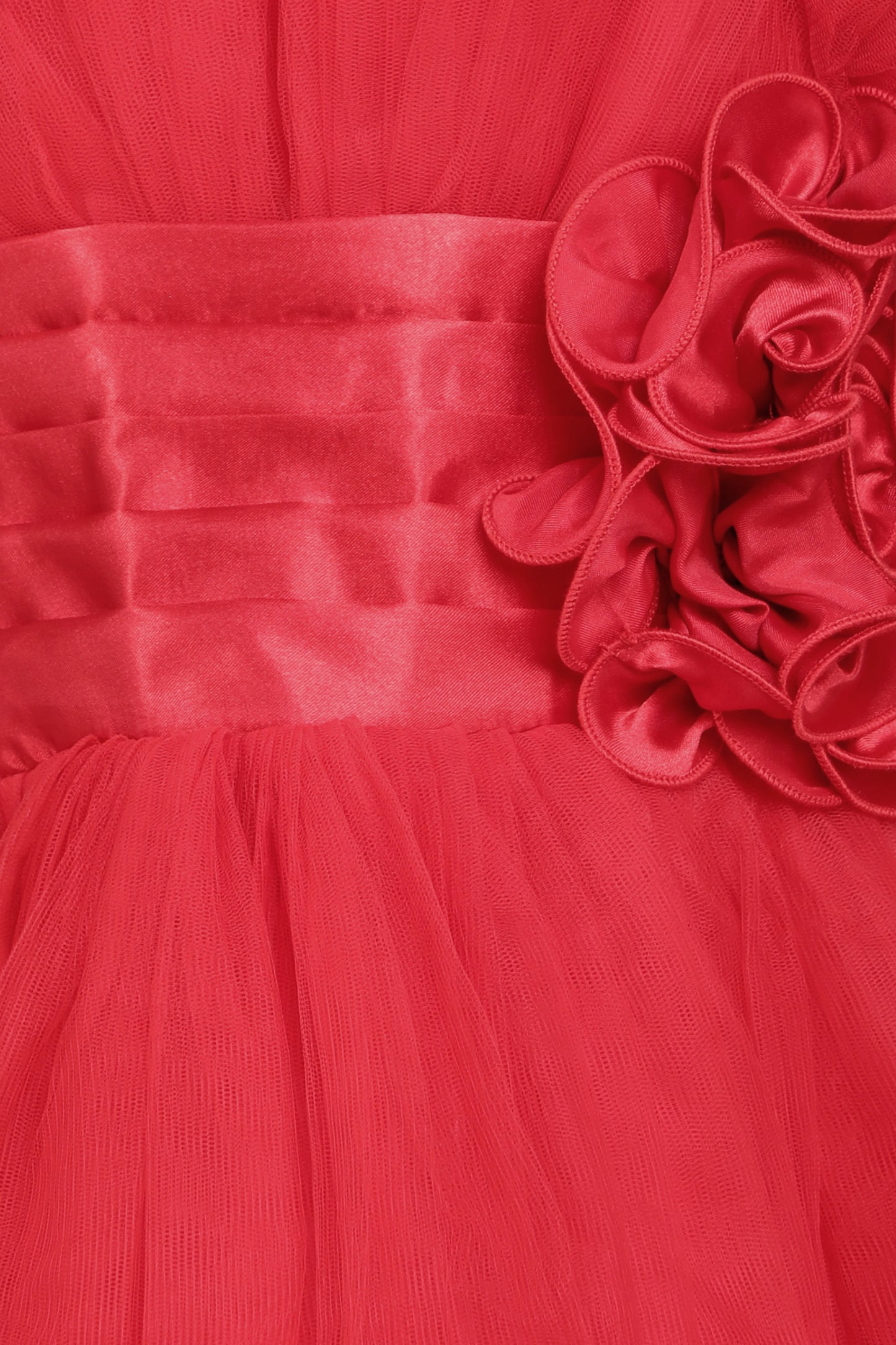 Ruffled Silhouette Party Gown-Red