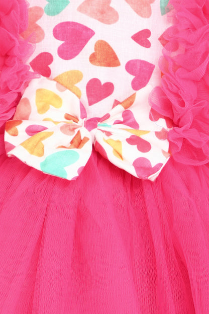 Heart and Ruffle Party Dress -Coral