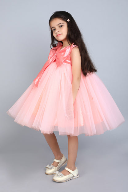 PinkChick Big Bow Dress -Peach