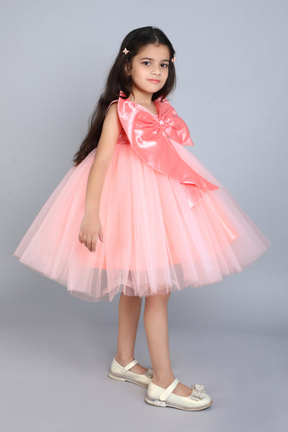 PinkChick Big Bow Dress -Peach