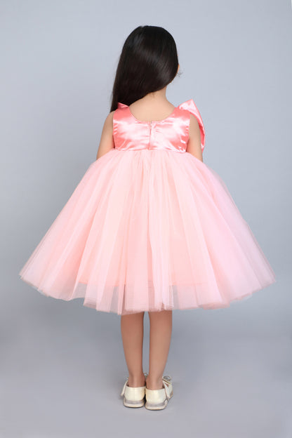 PinkChick Big Bow Dress -Peach