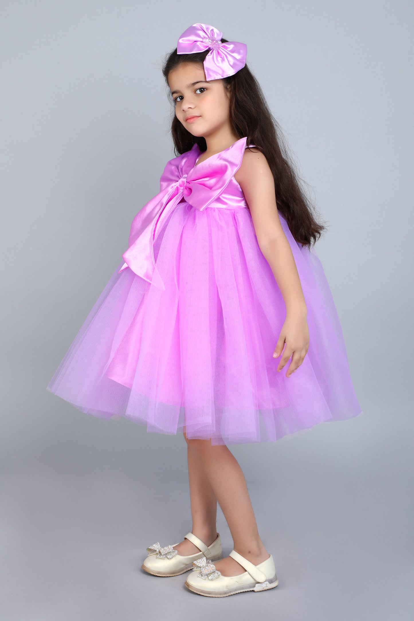 PinkChick Big Bow Dress -Lavender