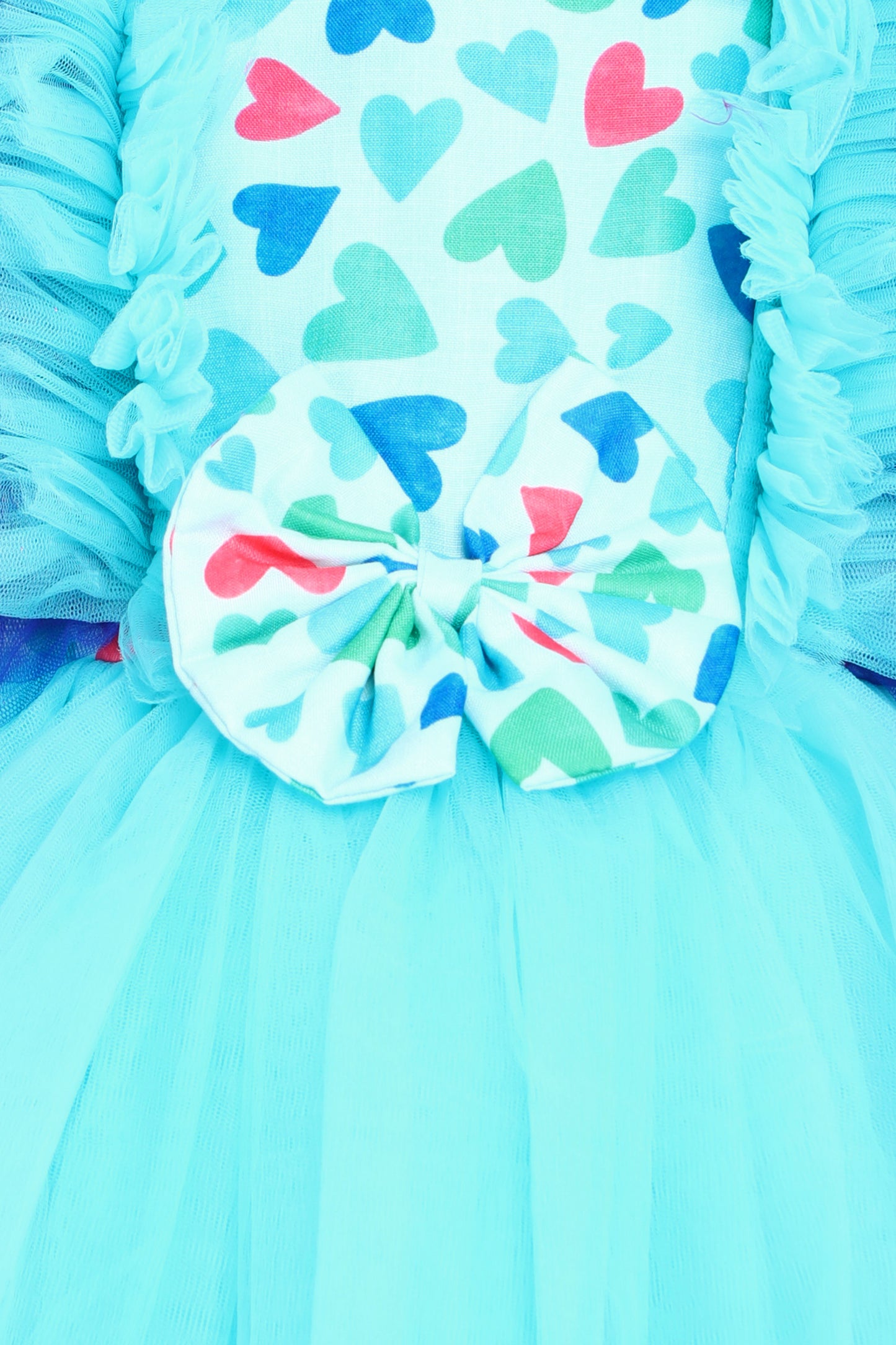 Heart and Ruffle Party Dress -Blue