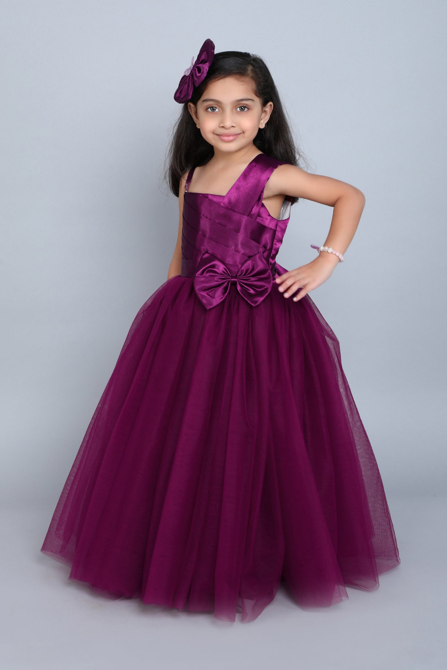 PinkChick Satin Bodice One Shoudler Gown -Burgundy