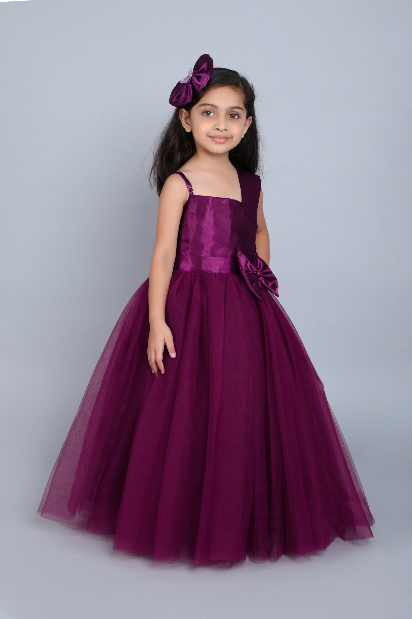 PinkChick Satin Bodice One Shoudler Gown -Burgundy