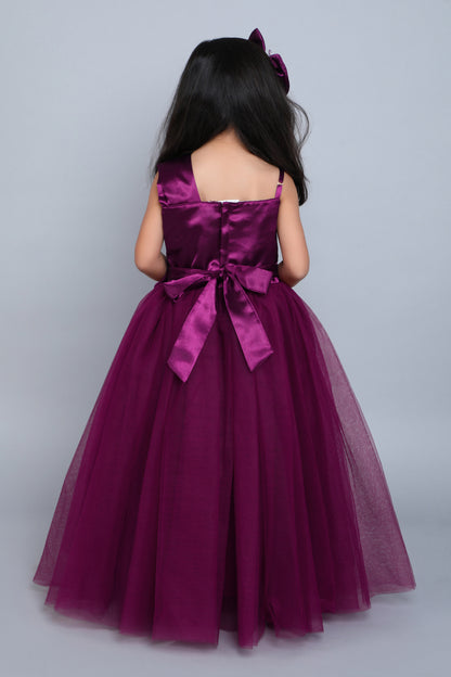 PinkChick Satin Bodice One Shoudler Gown -Burgundy