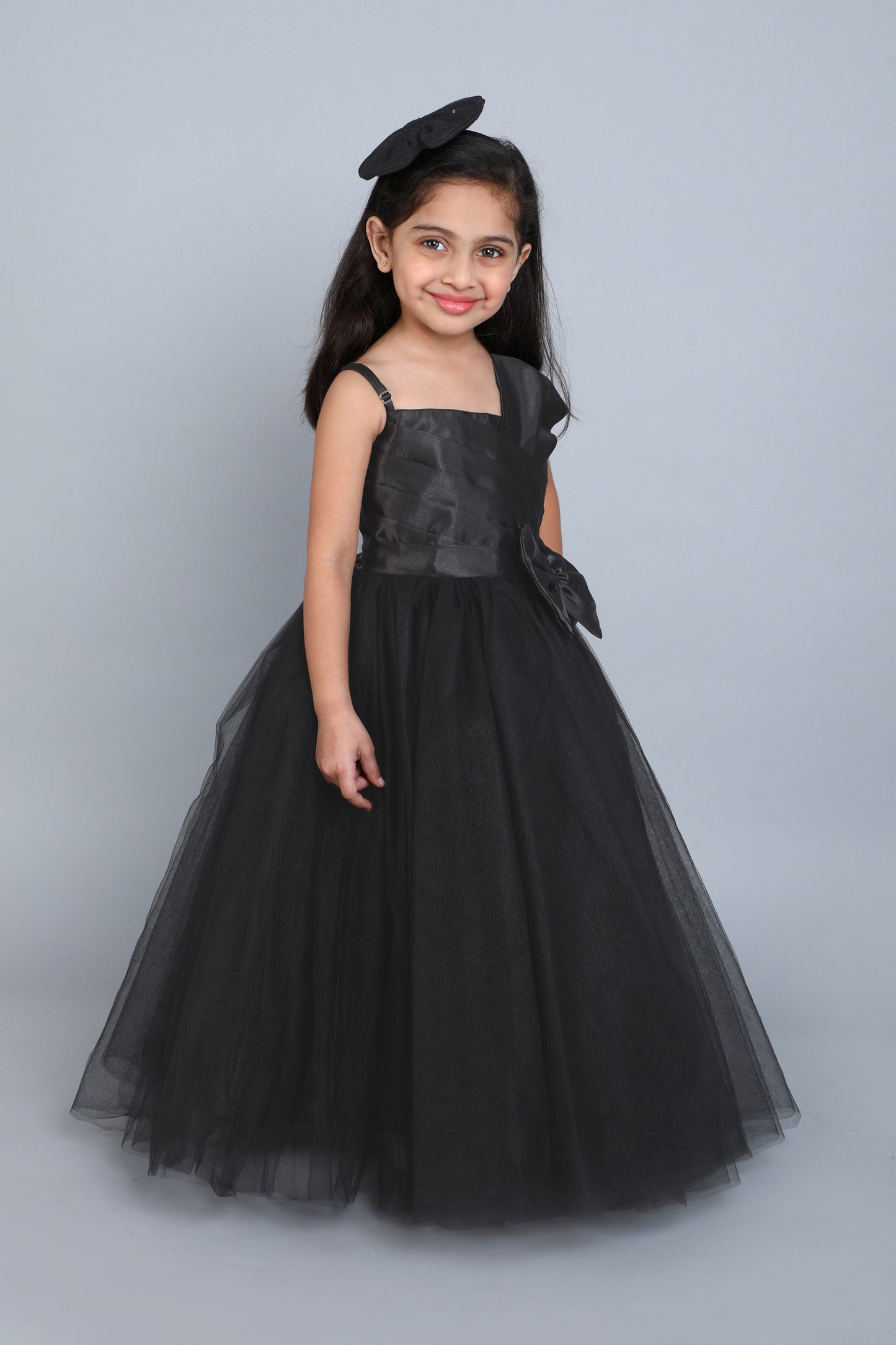 PinkChick Satin Bodice One Shoudler Gown -Black