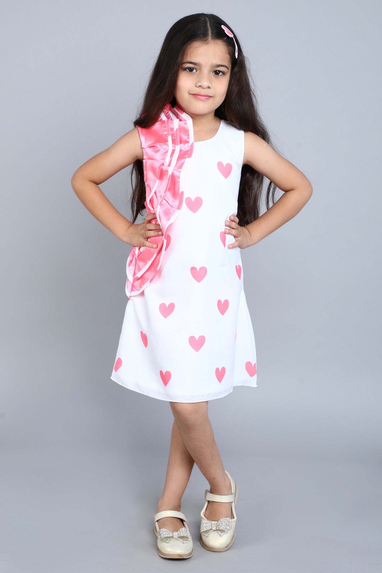 Coral Heart Ruffle Dress