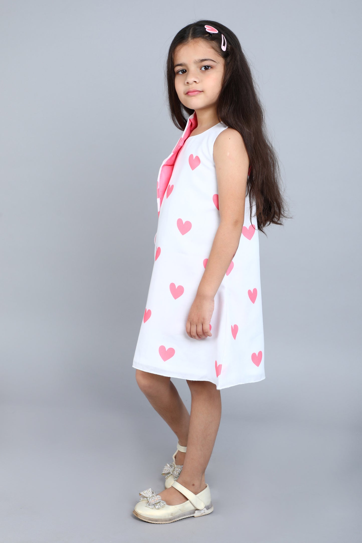 Coral Heart Ruffle Dress