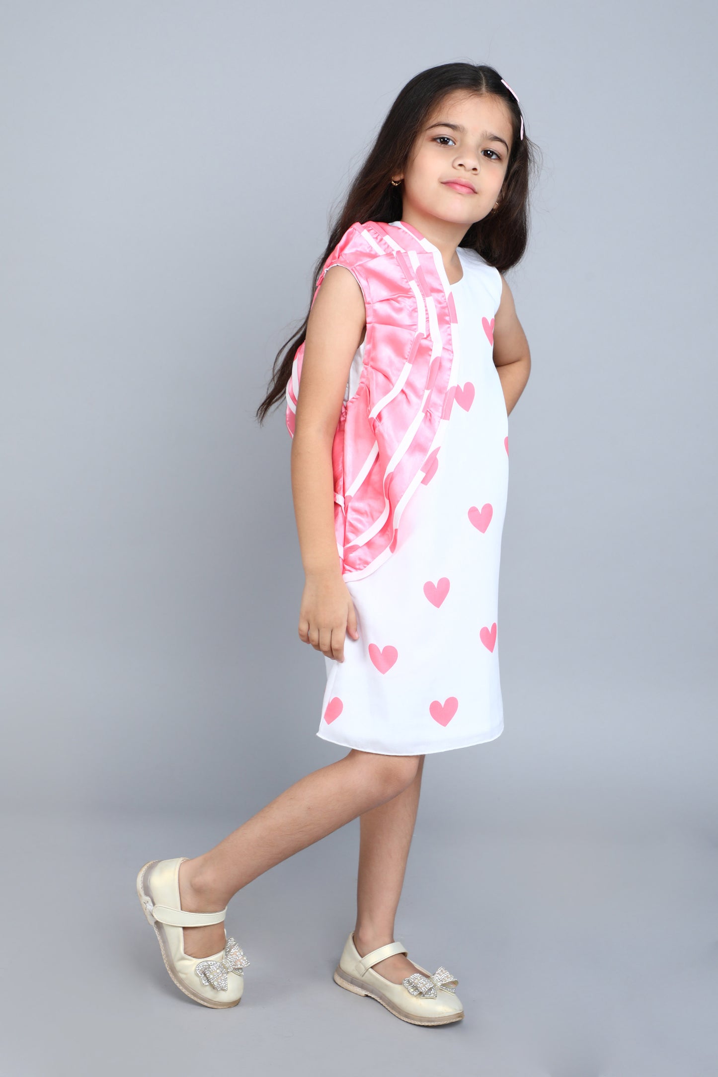 Coral Heart Ruffle Dress