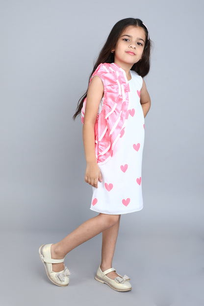 Coral Heart Ruffle Dress