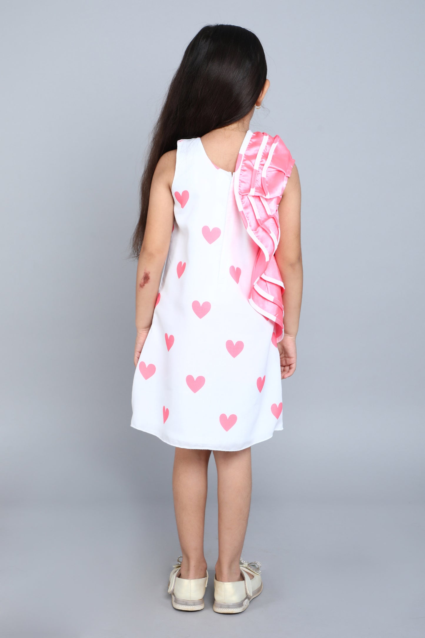 Coral Heart Ruffle Dress