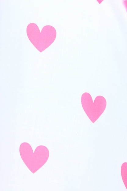 Heart Printed A Line Cotton Dress -Pink