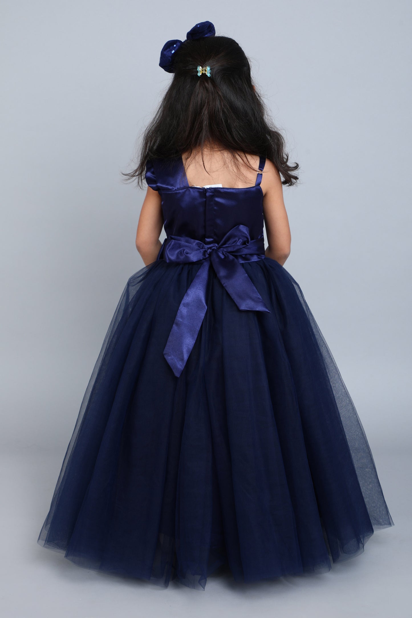 PinkChick Satin Bodice One Shoudler Gown -Navy Blue