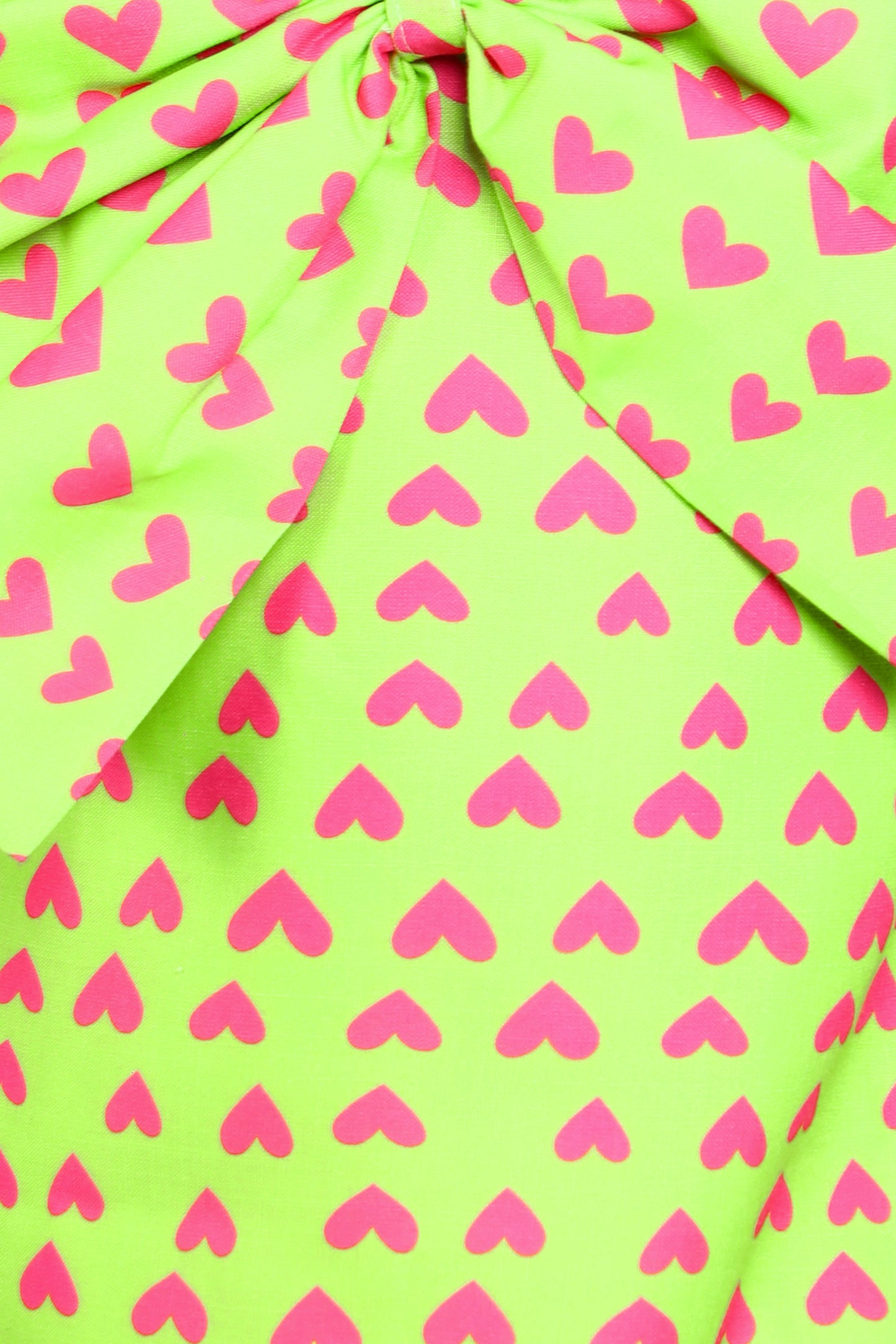 Heart Printed A Line Cotton Bow Dress -Lime Green