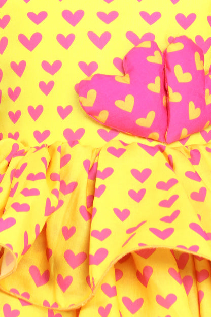 Heart Layered Cotton Dress -Yellow