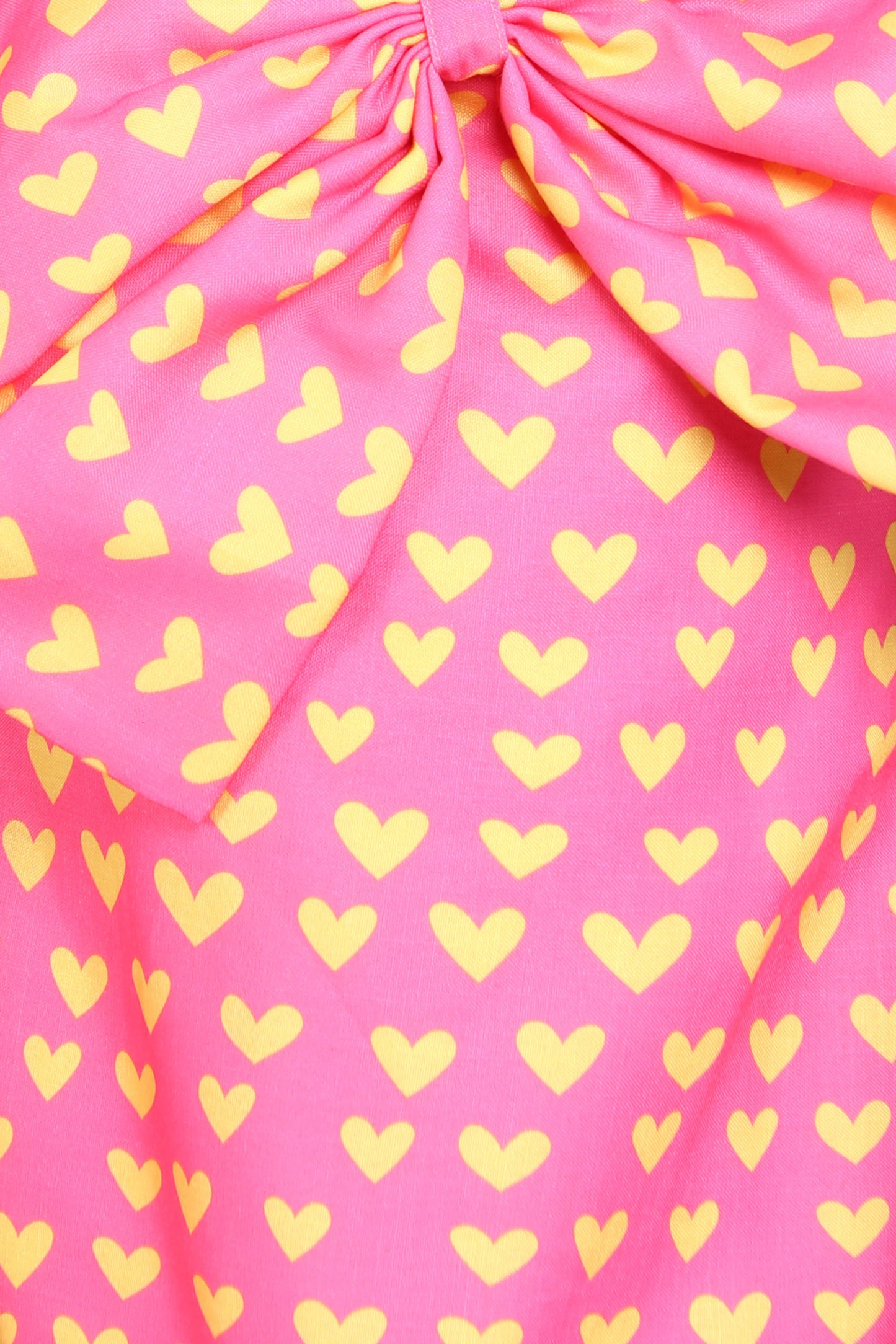 Heart Printed A Line Cotton Bow Dress -Pink