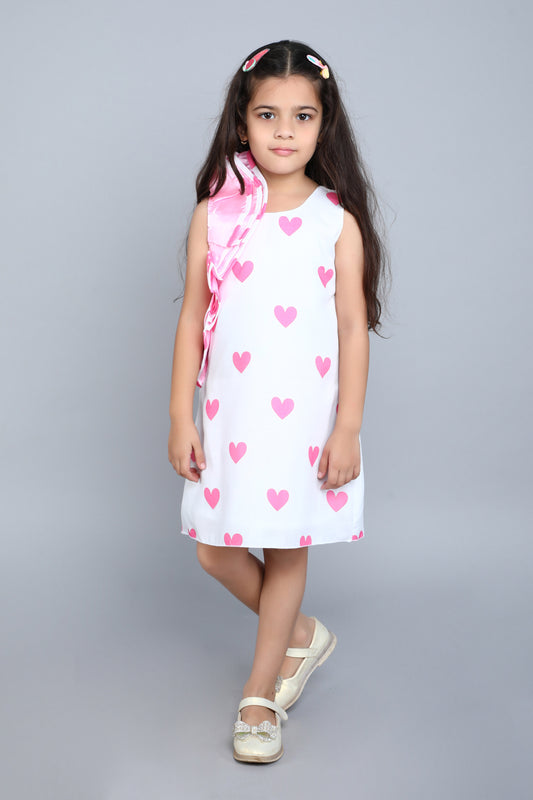 Pink Blue Heart Ruffle Dress