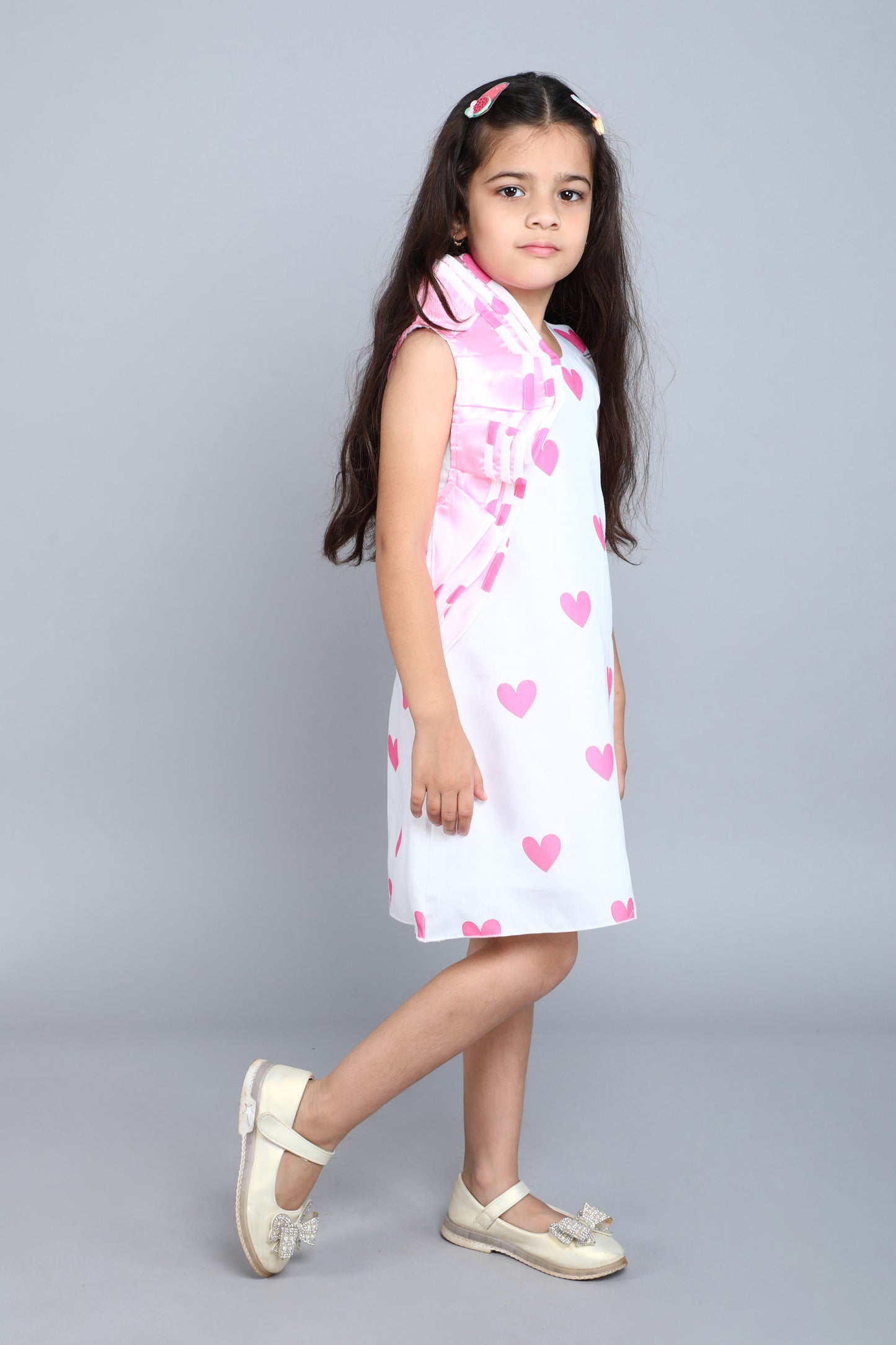 Pink Blue Heart Ruffle Dress