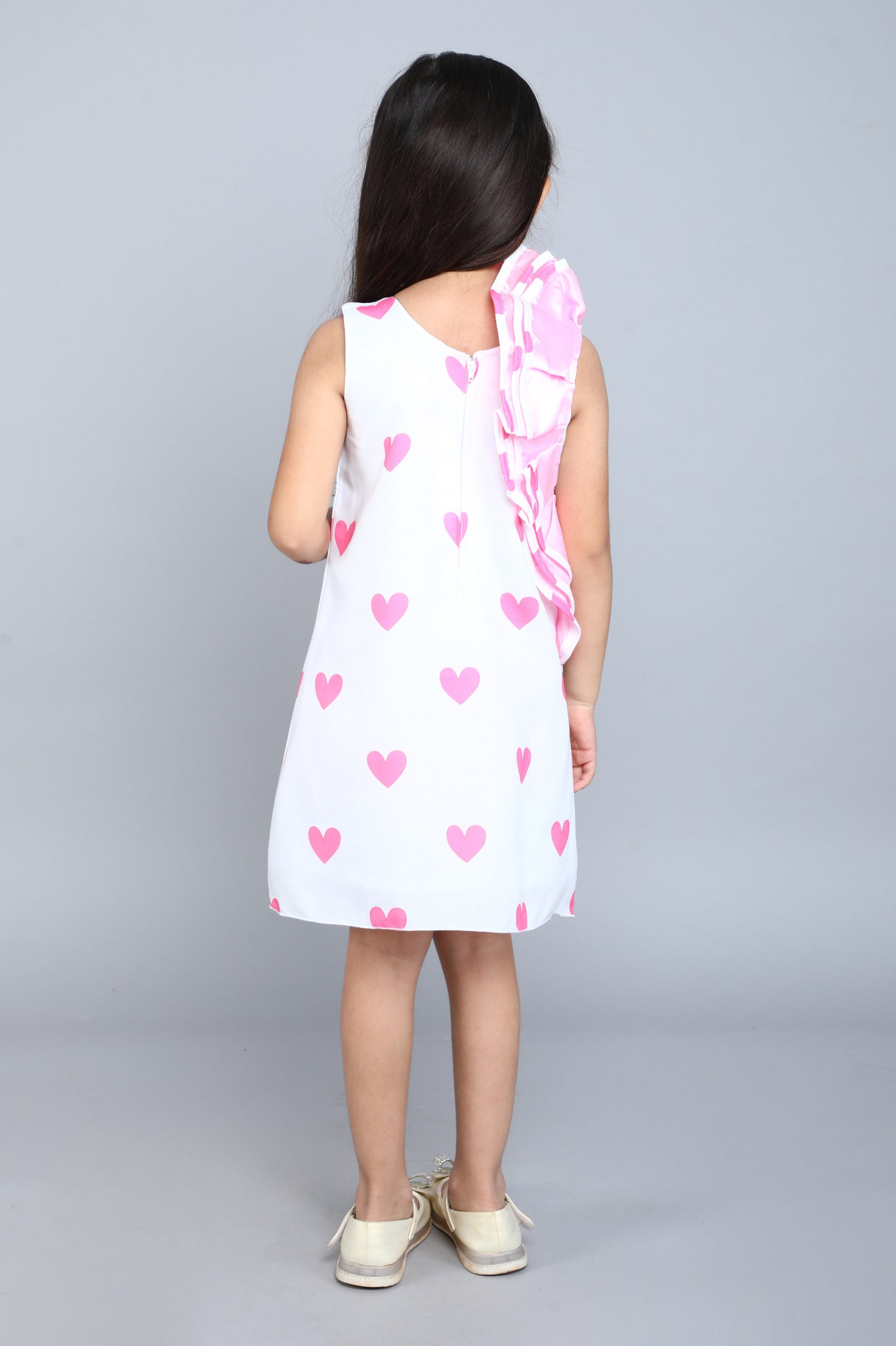 Pink Blue Heart Ruffle Dress